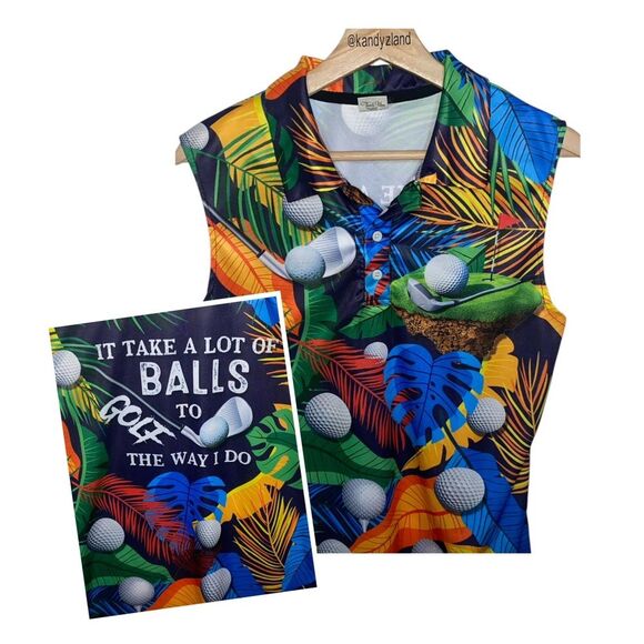 No brand Tops - Women’s Tropical Sleeveless Golf Polo Tee